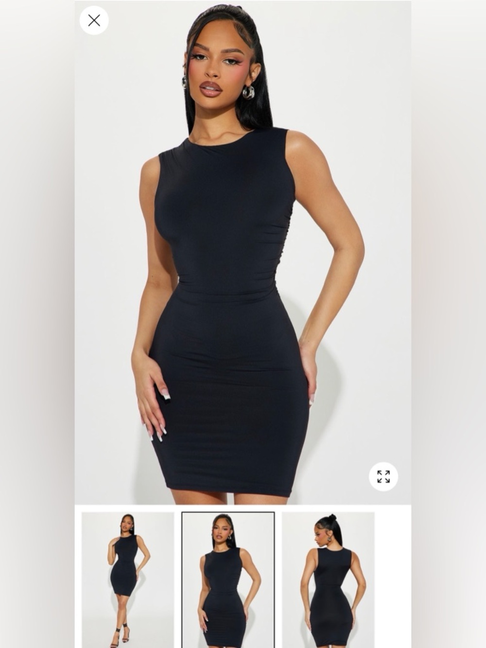 NWOT Elegant Black Sleeveless Ruched Mini Dress